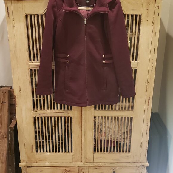 D.E.T.A.I.L.S. INT Cotton Poly Hooded Plum Colored Coat - Picture 4 of 10